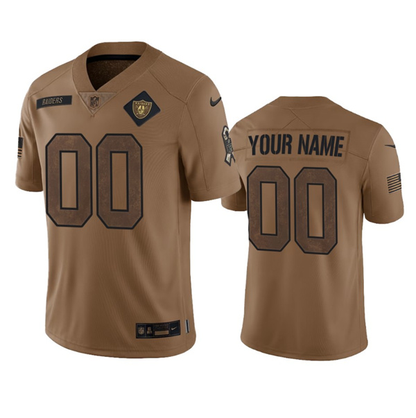 Men's Las Vegas Raiders Active Player Custom 2023 Brown Salute To Service Limited Football Stitched Jersey-0